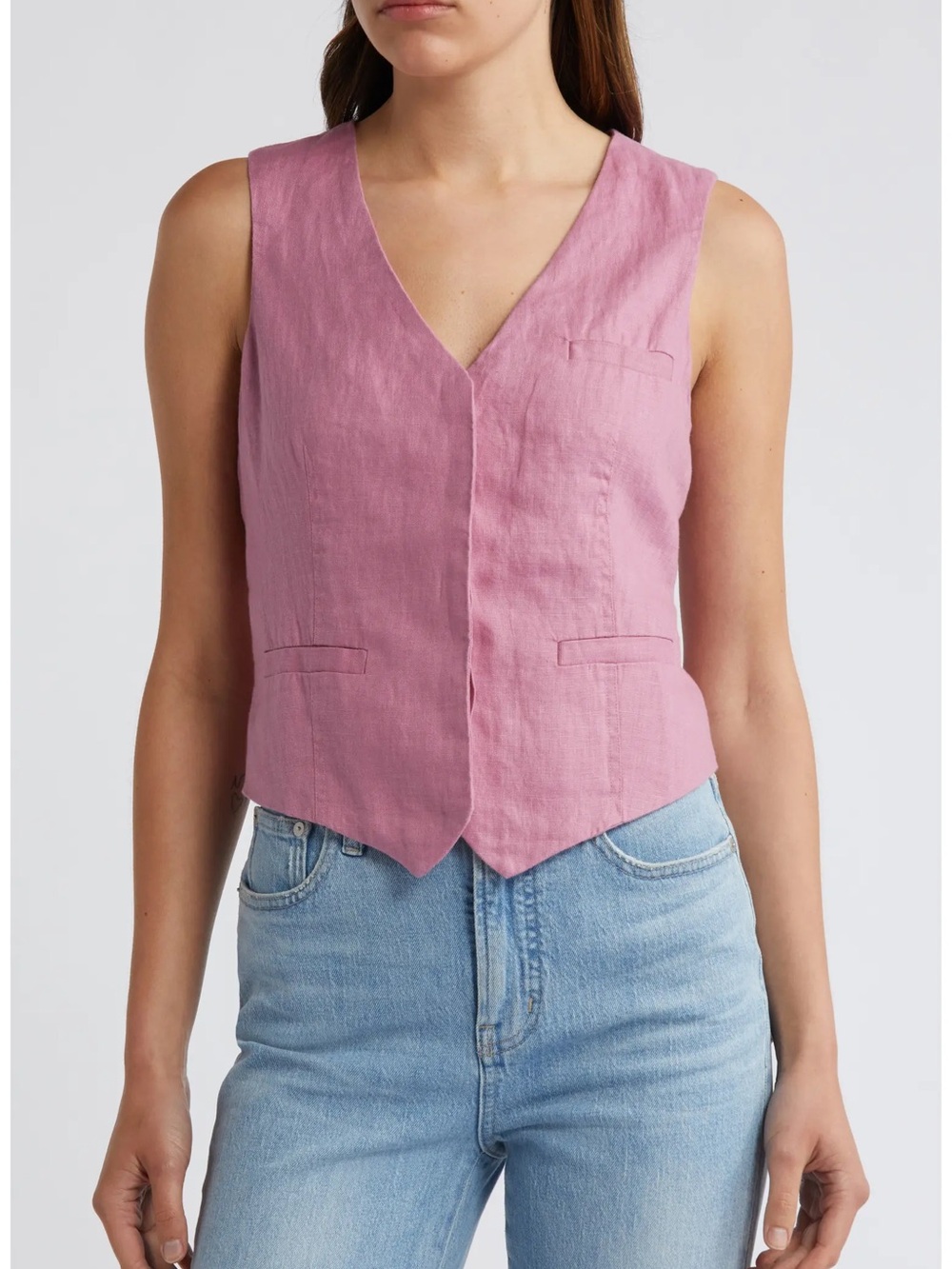 Madewell Dusty Rose Linen Vest & Pants Set - Picture 8 of 9